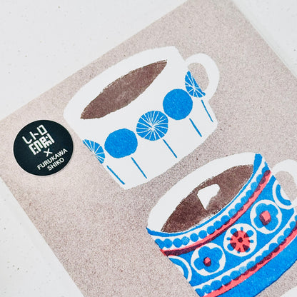 Café Cups Postcard - JAM Retro Printing x Furukawashiko