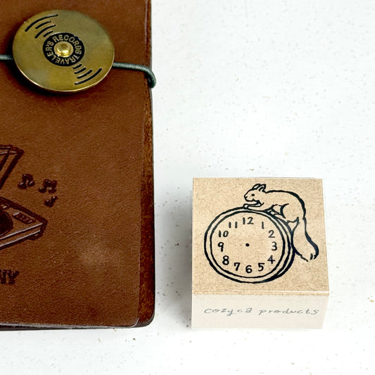 Clock and Squirrel - Rubber Stamp