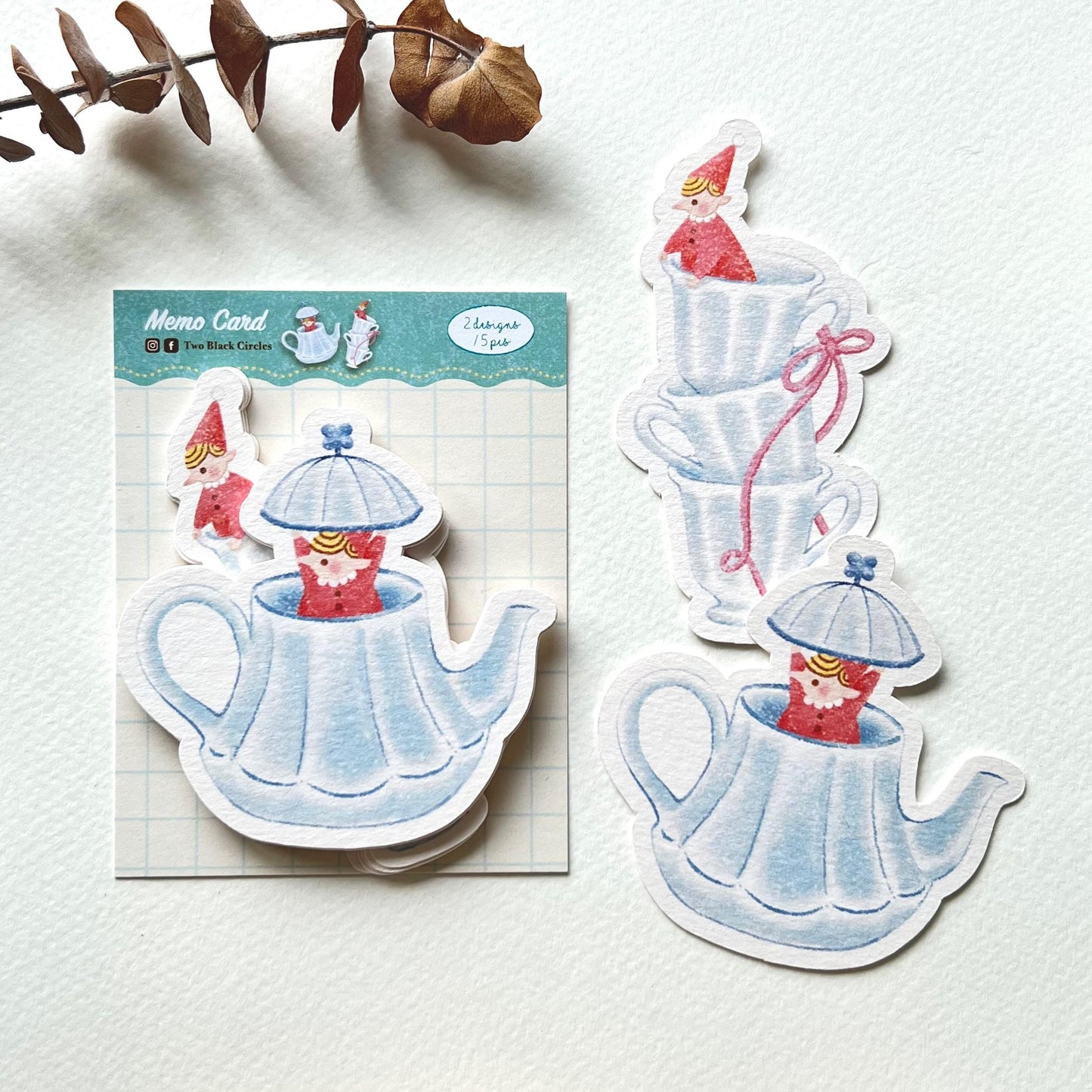 'The Good Time Series' Teapot and Cups Memo Card Set