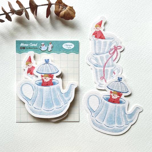 'The Good Time Series' Teapot and Cups Memo Card Set