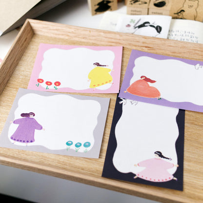 Floral girls (B) Memo set by Cotori Cotori - 35 sheets, 7 designs (Rare, cute, xmas)