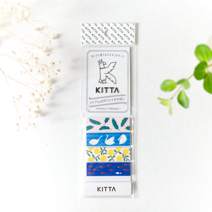 KITTA Pre-cut Washi Masking Tape - Scenery of Swan, Fruit, Leaf & Fish