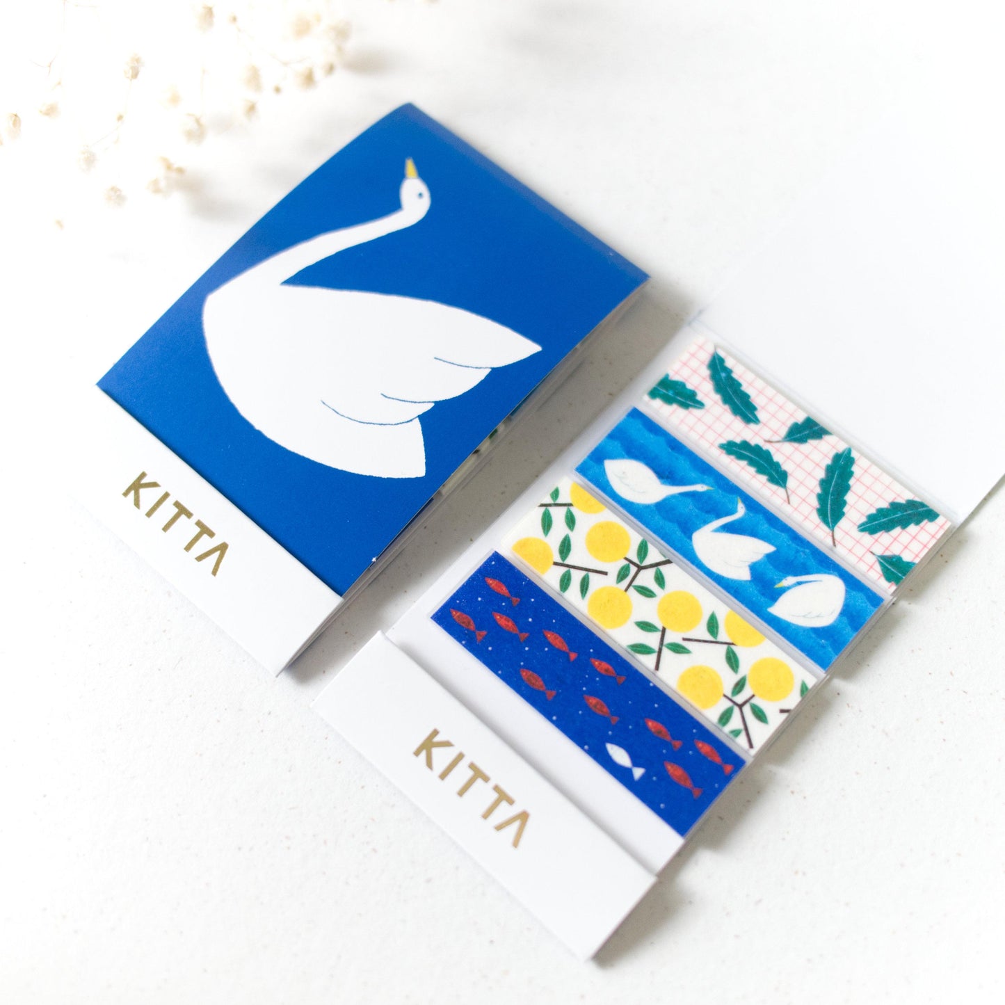 KITTA Pre-cut Washi Masking Tape - Scenery of Swan, Fruit, Leaf & Fish