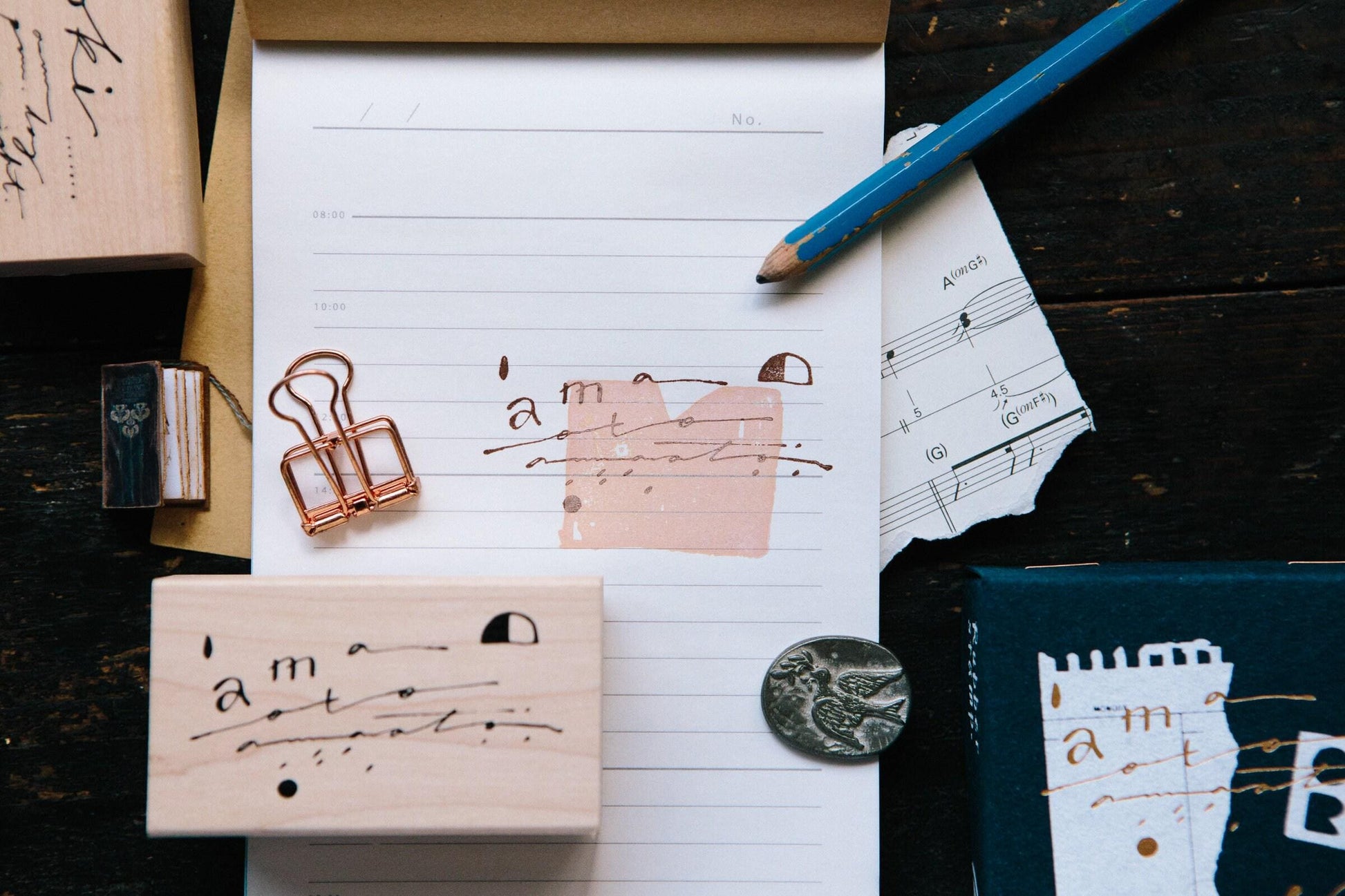 OURS Studio - Abstract Calligraphy Stamp Set of 3 (Vintage look, Christmas gift)
