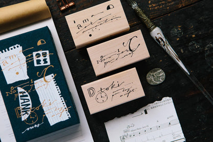 OURS Studio - Abstract Calligraphy Stamp Set of 3 (Vintage look, Christmas gift)