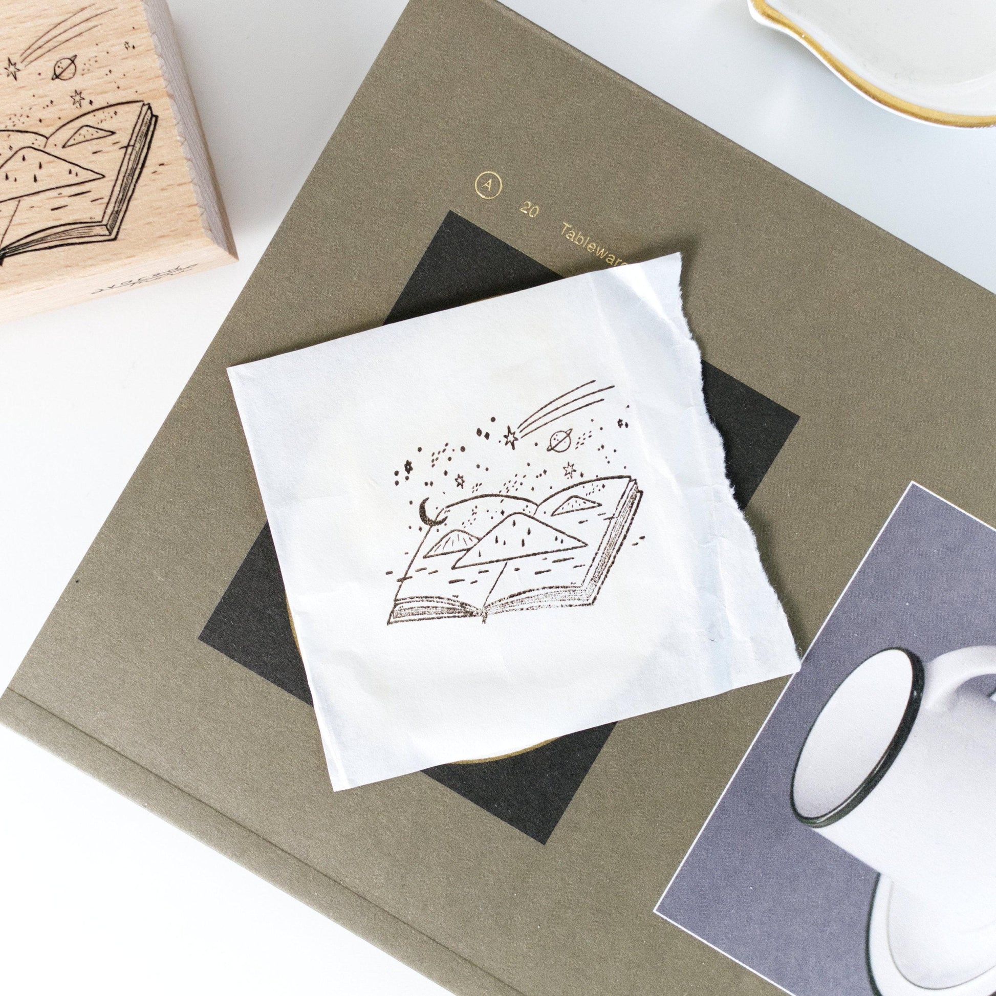 Journey of diary 'Mountains and Stars' - Wooden Stamp by Avocado Mori (Rare, Gift)