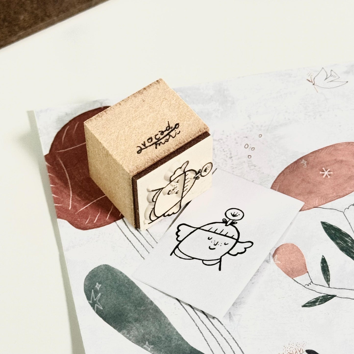 My little flower hat - Wooden Stamp by Avocado Mori (Rare, Gift, Girl)