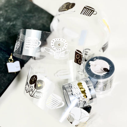Flower Tea Time - PET masking tape by Avocado Mori (Nordic, Rare, Minimalist, Monochrome)