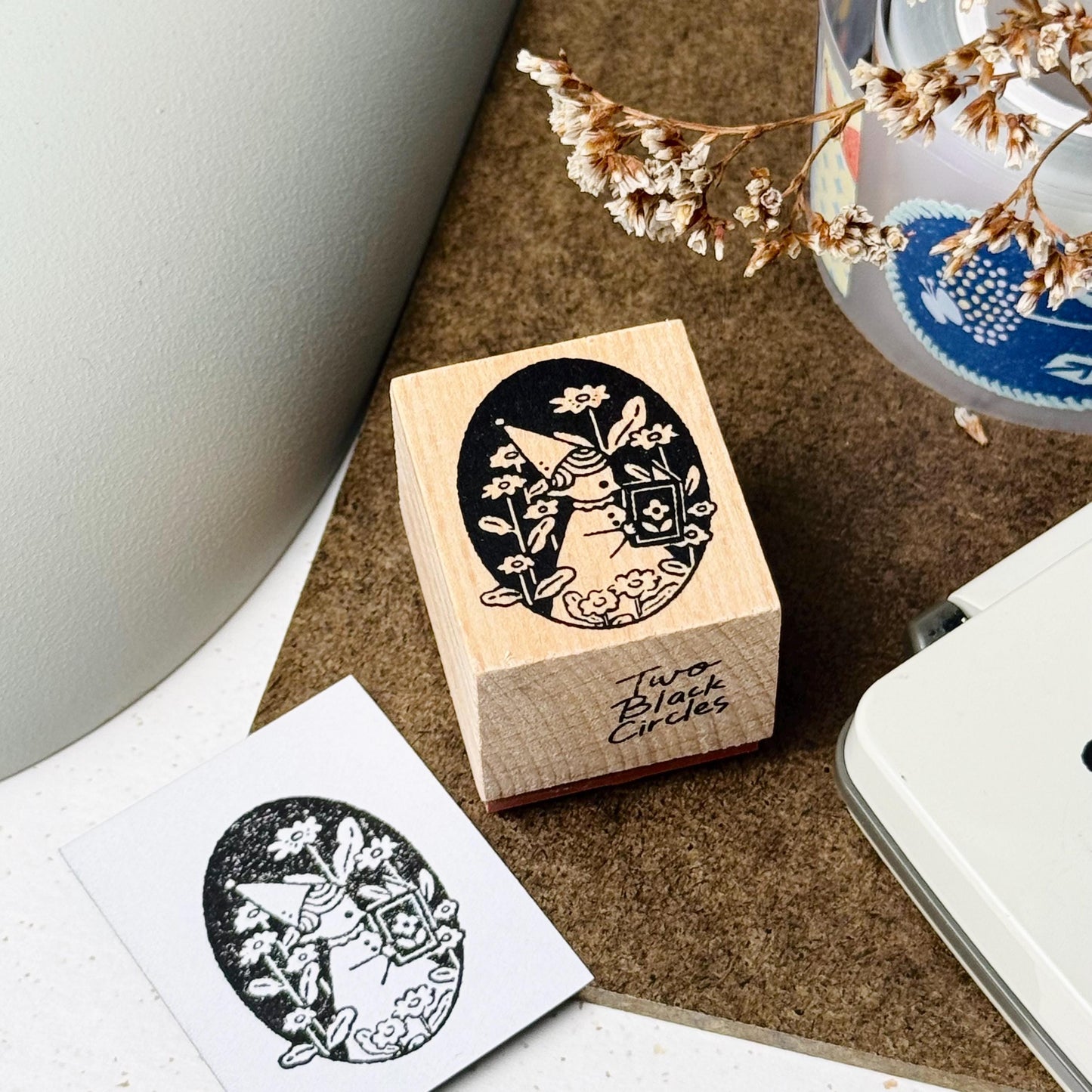 Little Elf Expert of Flower Wooden Stamp by Two Black Circles (Rare)
