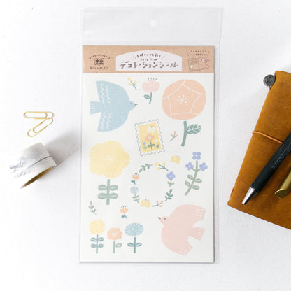 Big Deco Sticker - Nordic Birds and Flower by Furukawashiko