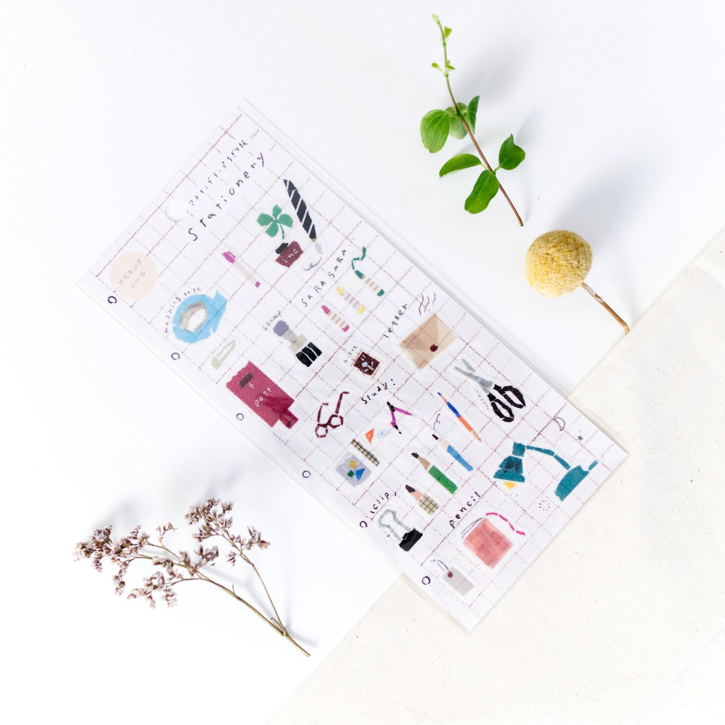 Washi Sticker - 'Stationery' by Miki Tamura (Postbox, Pen, Ink)