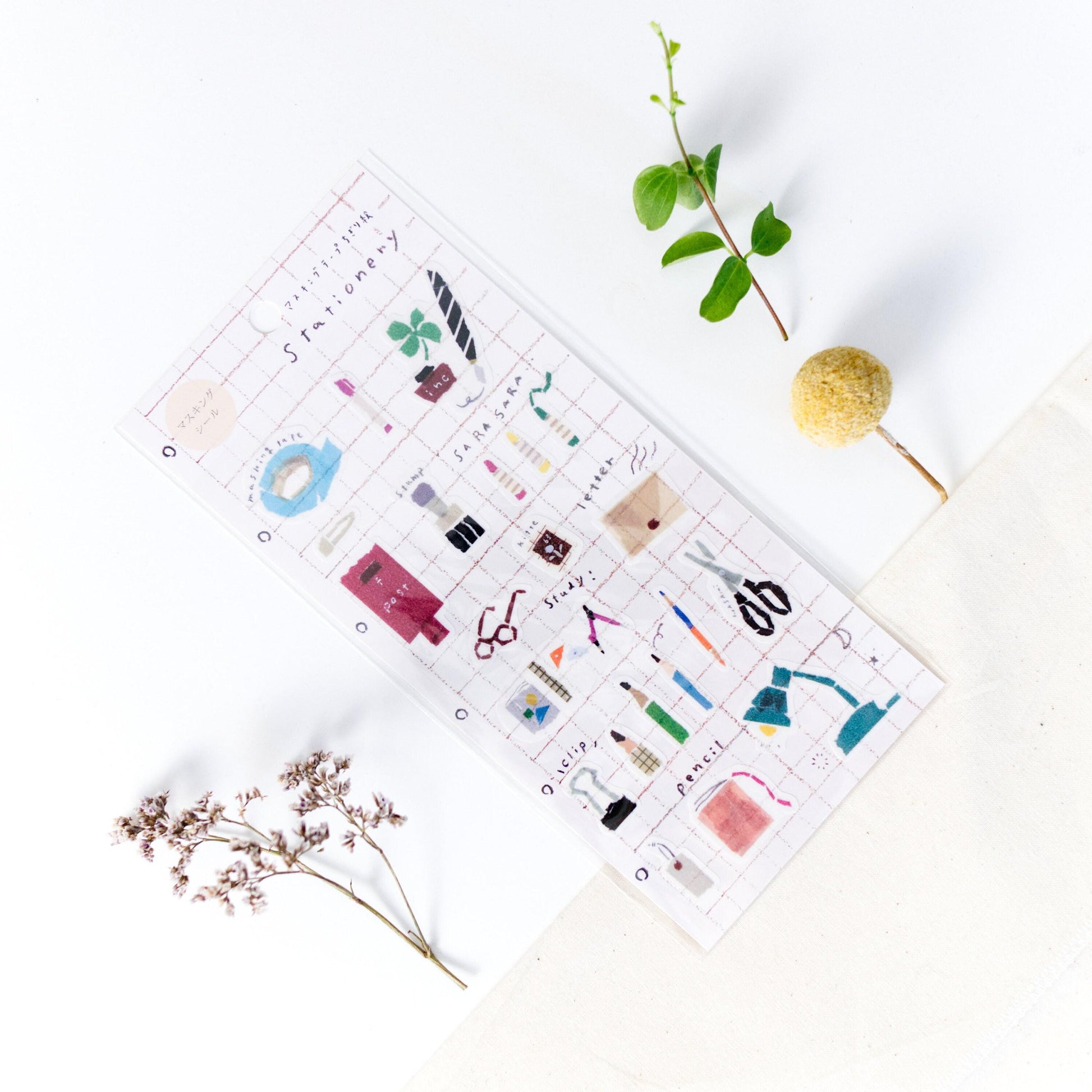 Washi Sticker - 'Stationery' by Miki Tamura (Postbox, Pen, Ink)