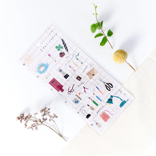 Washi Sticker - 'Stationery' by Miki Tamura (Postbox, Pen, Ink)