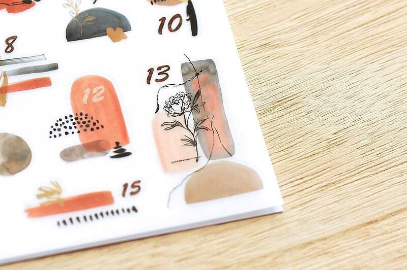 MU Print-On Transfer Sticker - 166 Strokes & Shapes Calendar (Rub-on | Modern | Abstract)