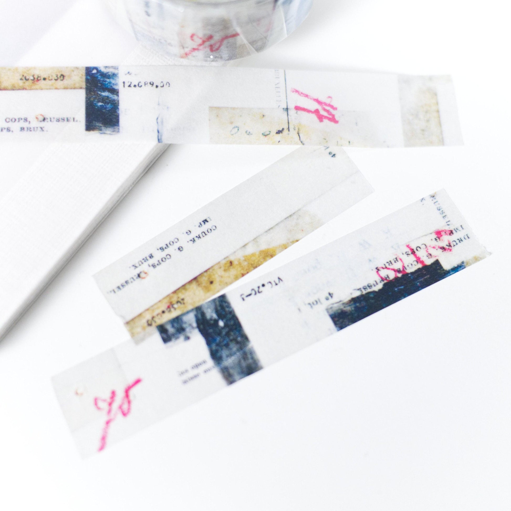 Abstract Collage Washi Masking Tape Y-093 by Yohaku (Rare, Postal, Japan, Modern elegant)