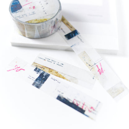 Abstract Collage Washi Masking Tape Y-093 by Yohaku (Rare, Postal, Japan, Modern elegant)