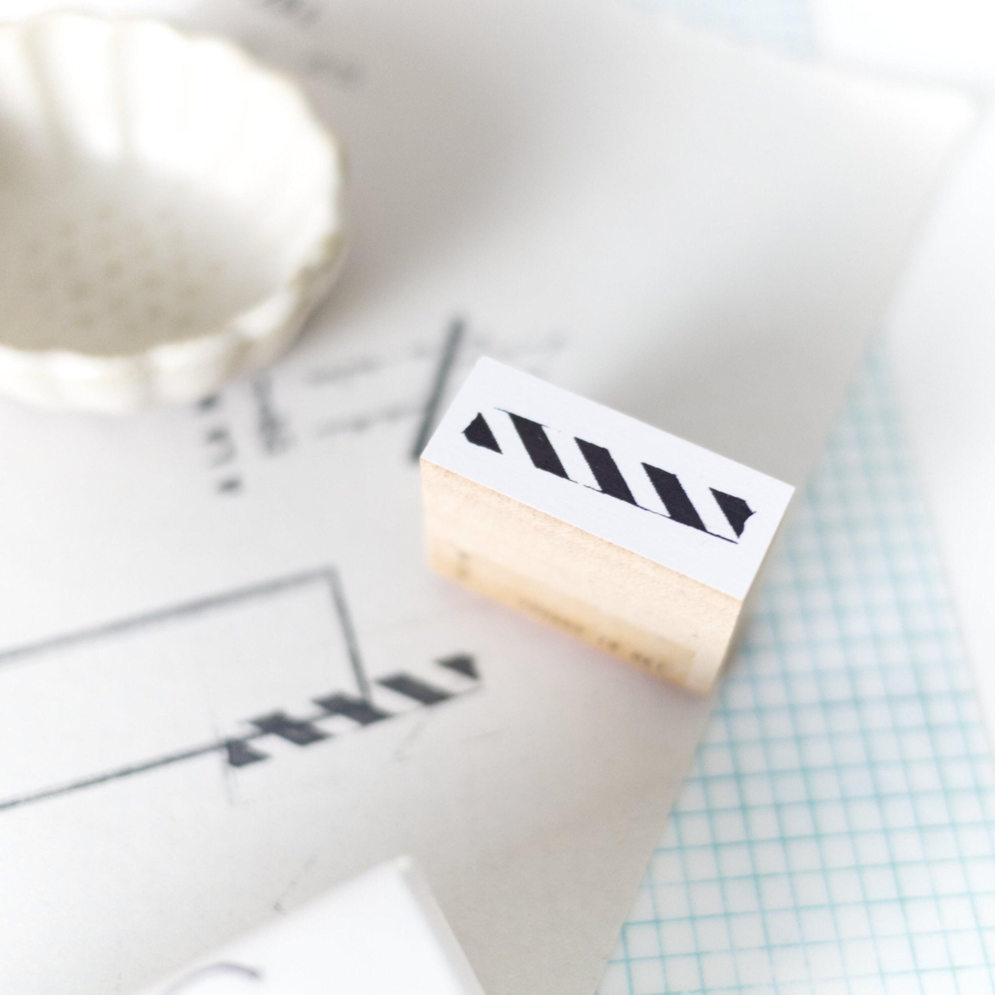 Wooden Stamp 'Shimashima Stripes' S-019 by Yohaku (Rare, Postal, Japan, Modern elegant)