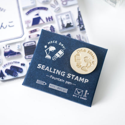 Eric Small Things Wax Seal Stamp - 'Nice Day!' Fountain Pen & Lamp