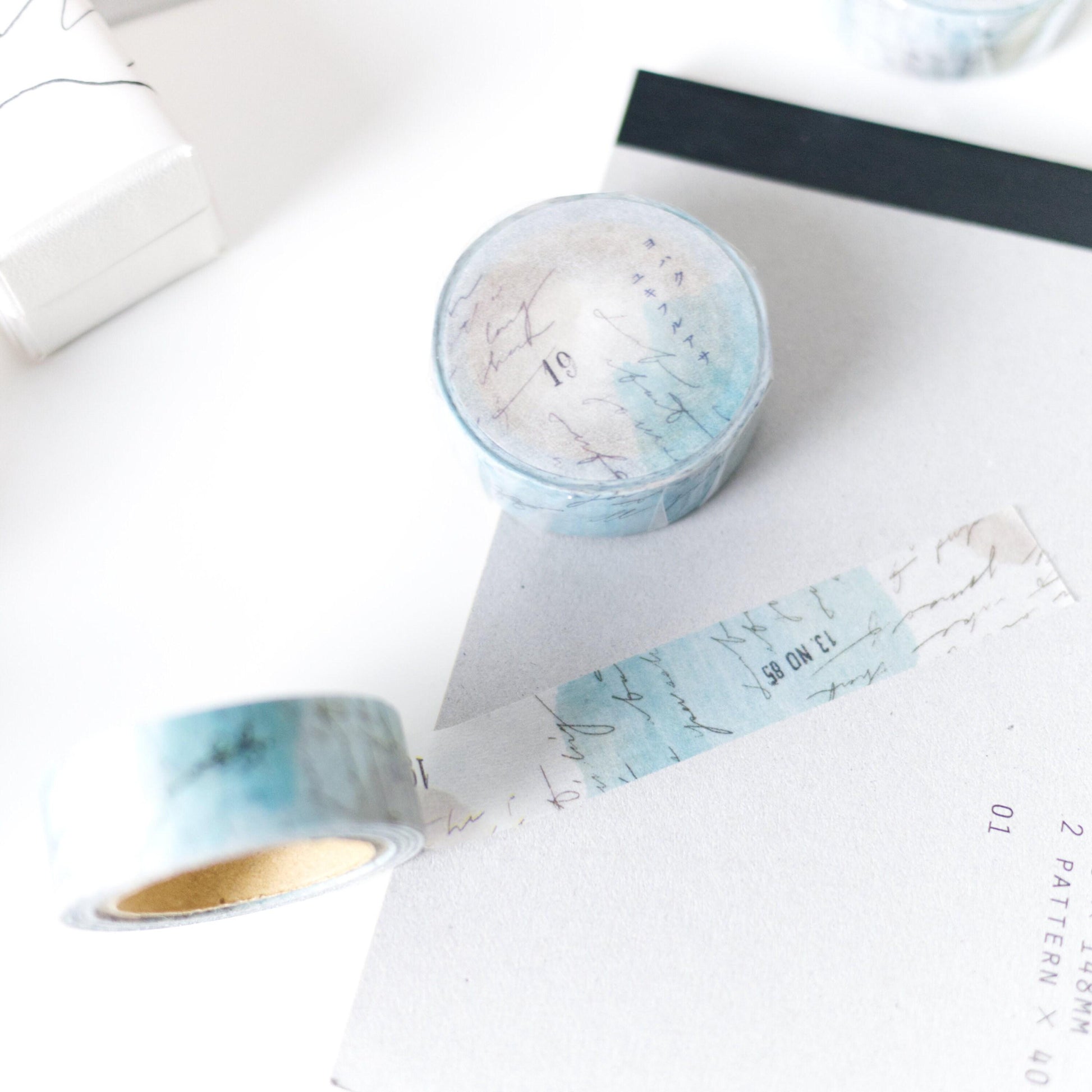 Yohaku Masking Tape Y-076 Cool morning (Rare, Postal, Japan, Modern elegant, Summer vibe)