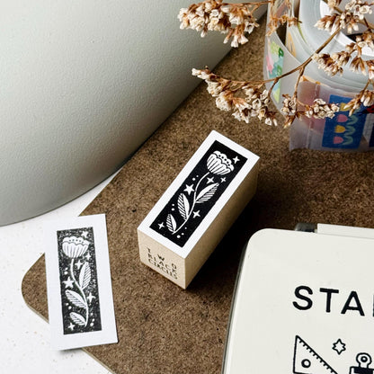 Nordic Collage - 'Star & Flower' Wooden Stamp by Two Black Circles (Rare)