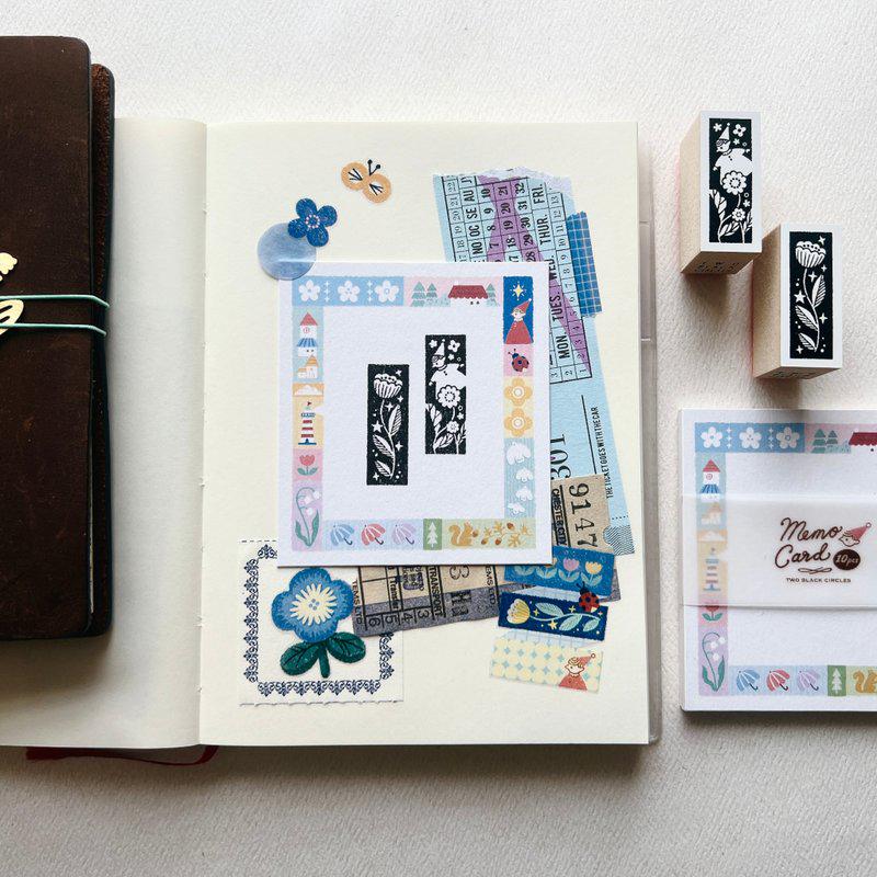 Nordic Collage - 'Little Elf & Flowers' Wooden Stamp by Two Black Circles (Rare)