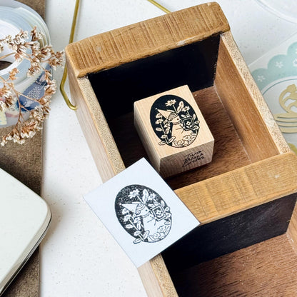 Little Elf Expert of Flower Wooden Stamp by Two Black Circles (Rare)