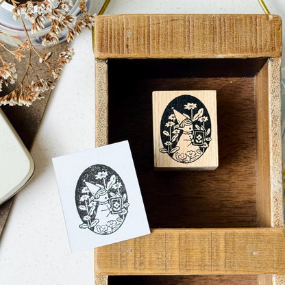 Little Elf Expert of Flower Wooden Stamp by Two Black Circles (Rare)