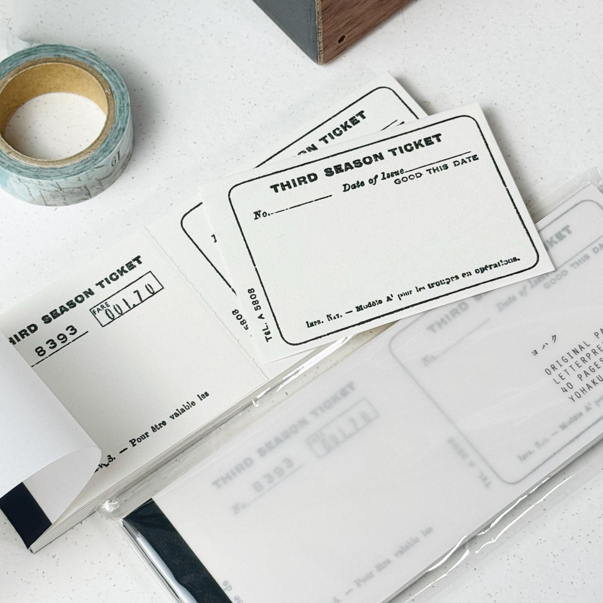Ticket Letterpress Memo Pad M-098 by YOHAKU (Rare, Postal, Modern elegant, Minimalist)
