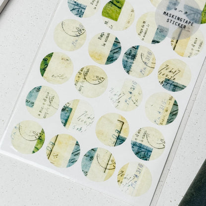 Circle Washi Sticker 'Episode' M-081 by Yohaku (Rare, Postal, Modern elegant)