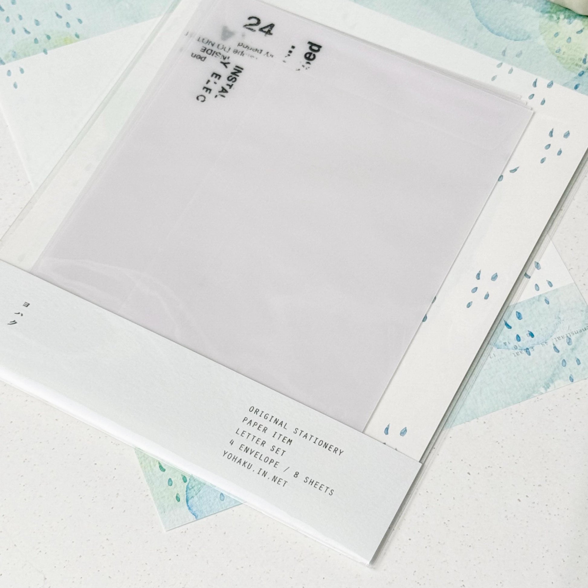 Letter & Envelope Set 'Raindrop' by Yohaku (Rare, Postal, Modern elegant)