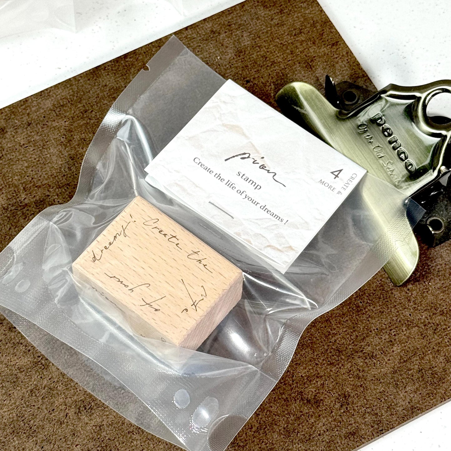 Wooden Stamp 'Create the life of your dreams' by Pion (Rare, Modern)