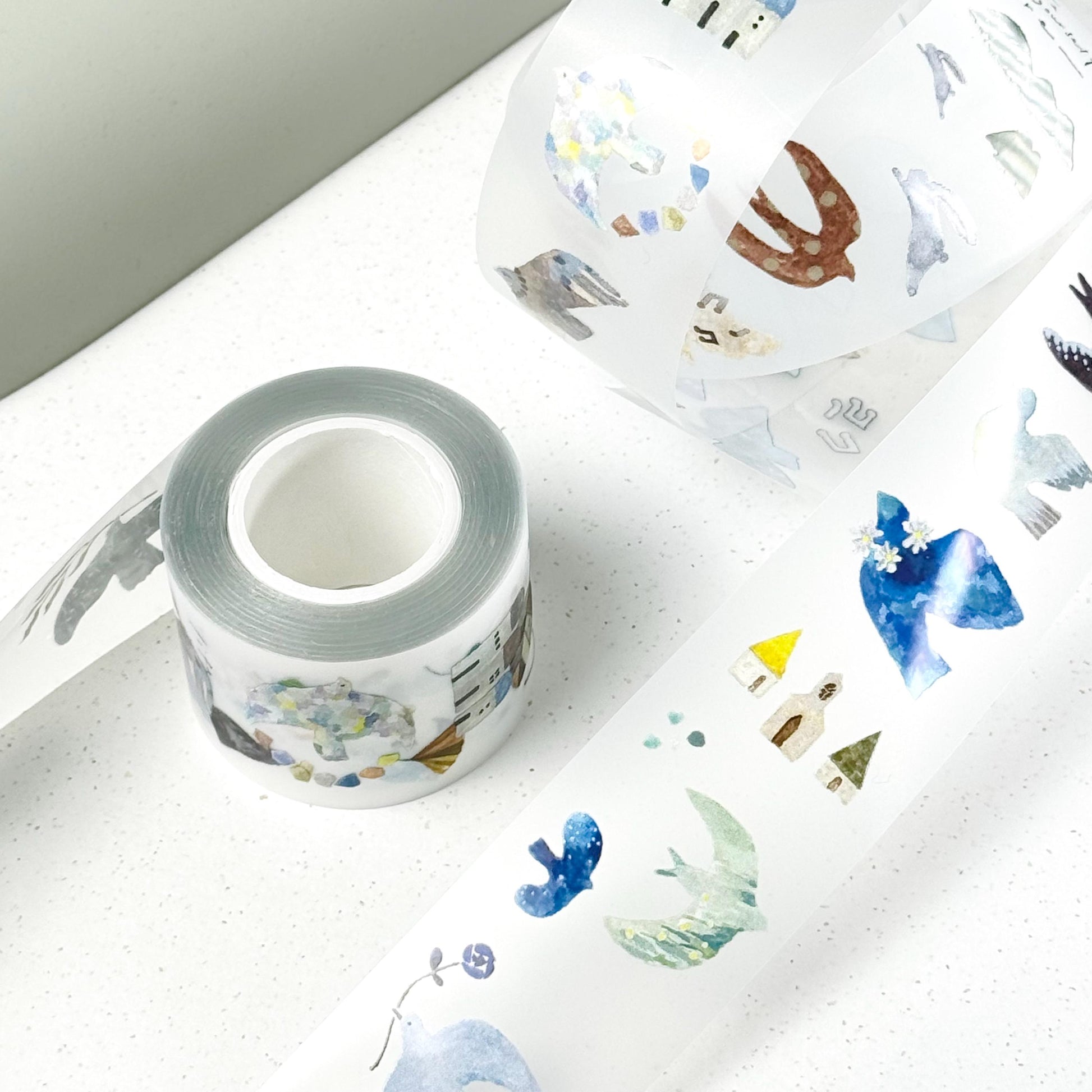 Clear PET Tape 'Bird Island' by Pion (Modern, artistic elegant)