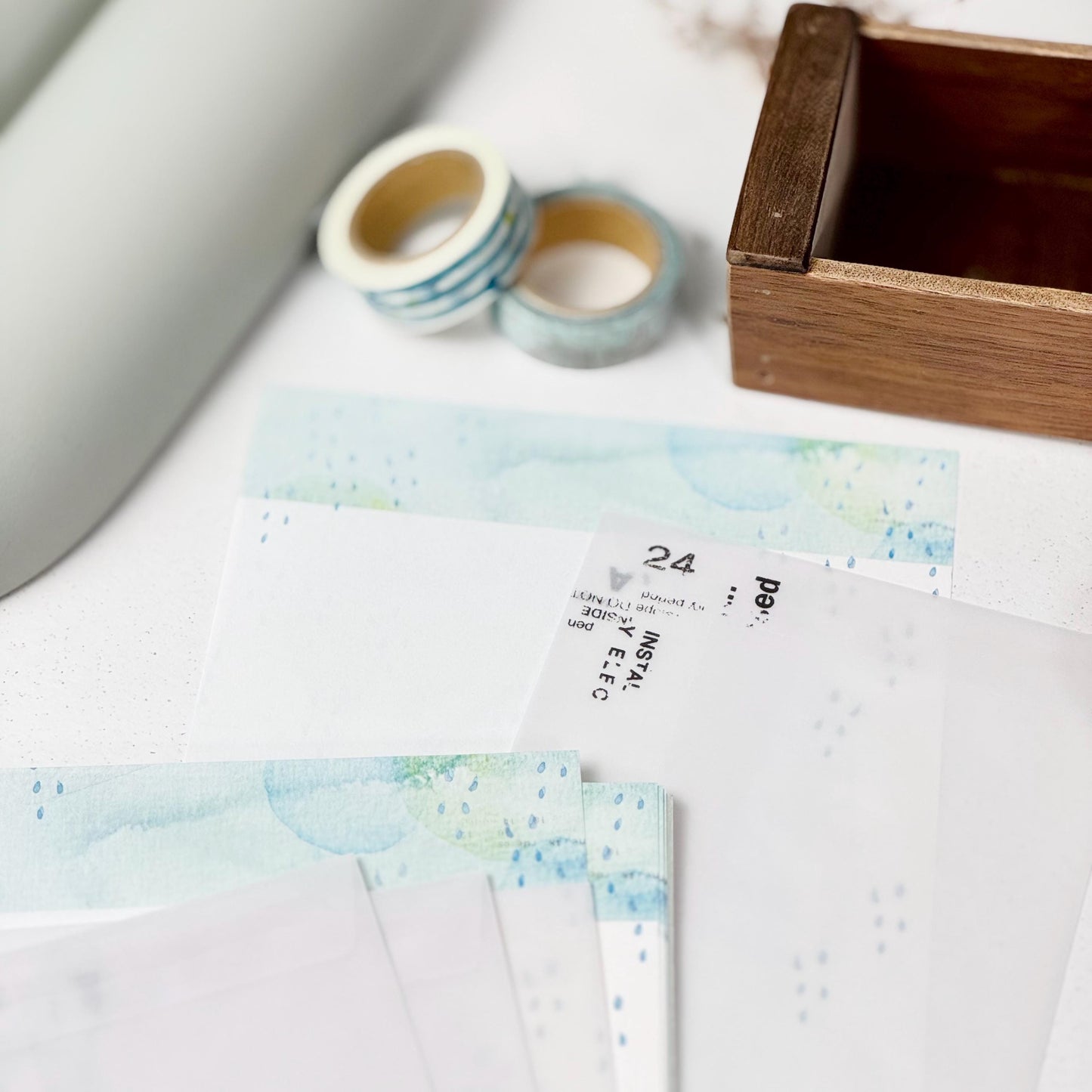 Letter & Envelope Set 'Raindrop' by Yohaku (Rare, Postal, Modern elegant)