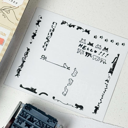 13 in 1 Rotating Dial Stamp 'Cat' by Shachihata (Postal, Japan, Modern elegant)