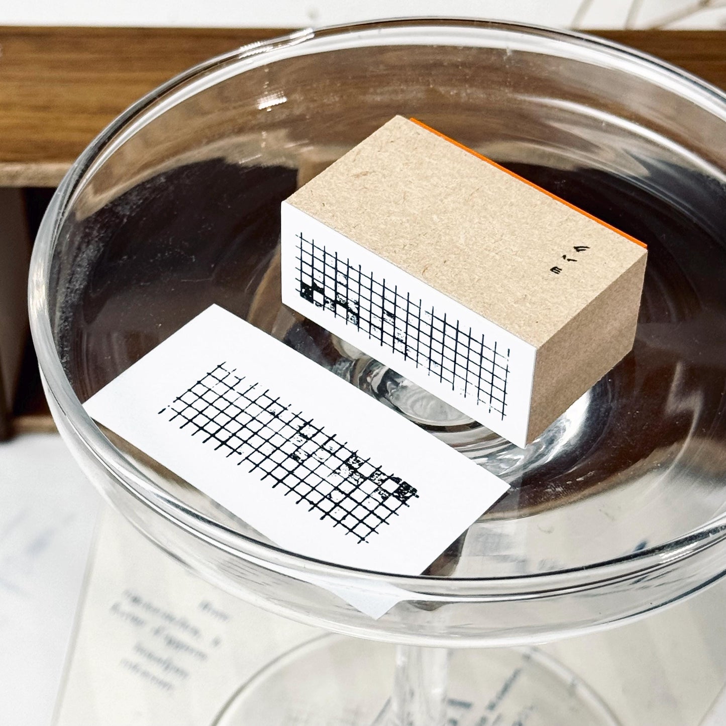Wooden Stamp 'Vintage Grid' S-030 by Yohaku (Rare, Postal, Japan, Modern elegant)