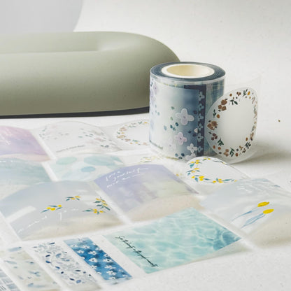 Pre-cut Clear PET Tape / Sticker Roll 'Meet you' by Pion (5cm wide, modern elegant)