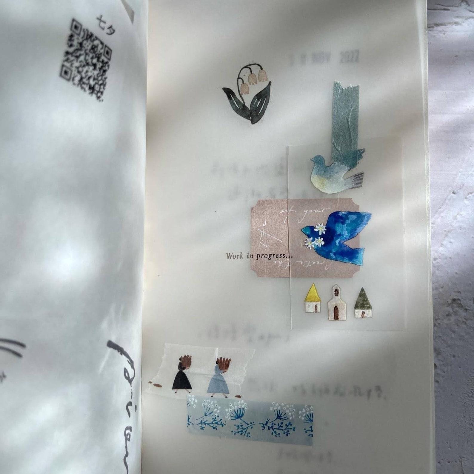 Clear PET Tape 'Bird Island' by Pion (Modern, artistic elegant)