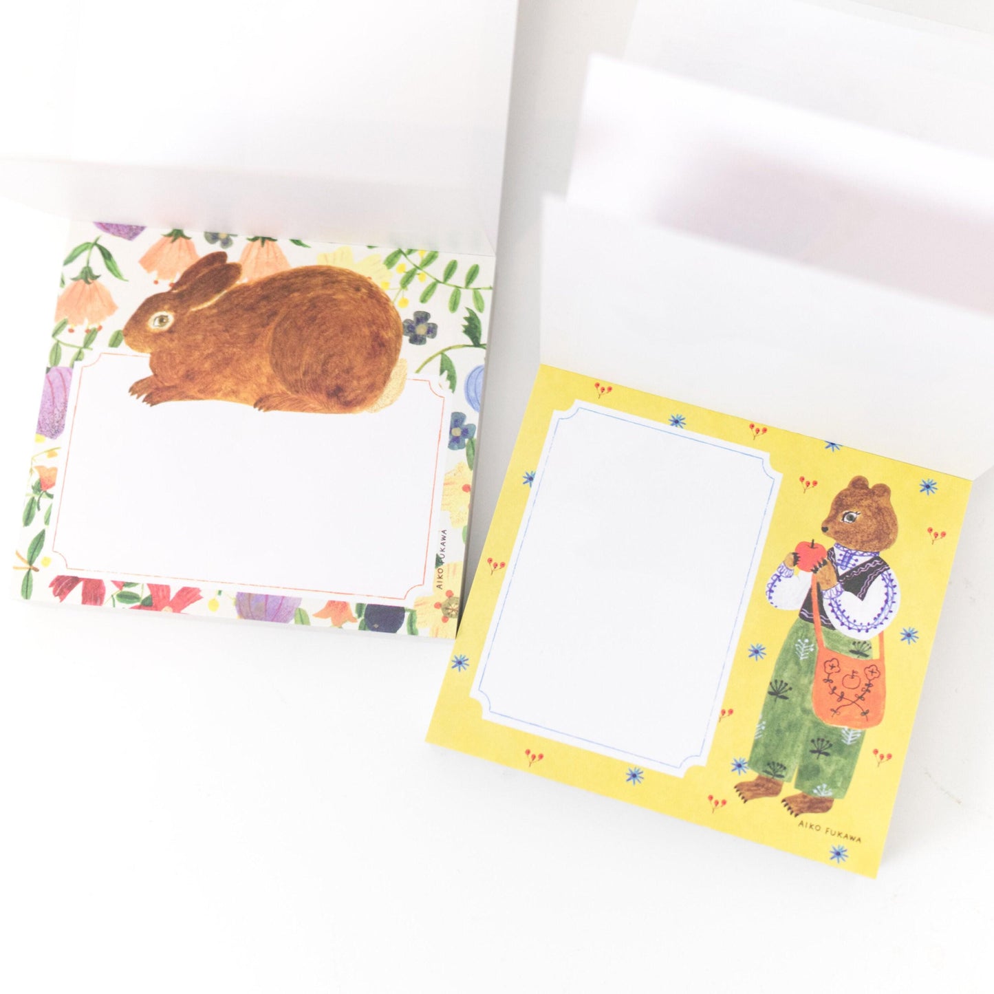 Aiko Fukawa - Flowers and animals memo pad | 120 sheets (Hyogensha, Cozyca products, Botanical, Kawaii)